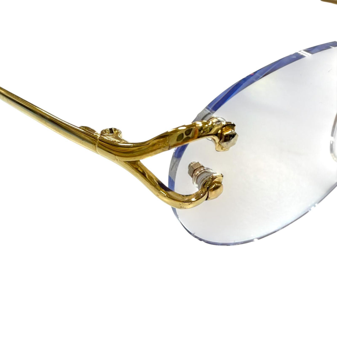 Good Cartier Glasses Rimless, two-point design with metal logo. gold mens