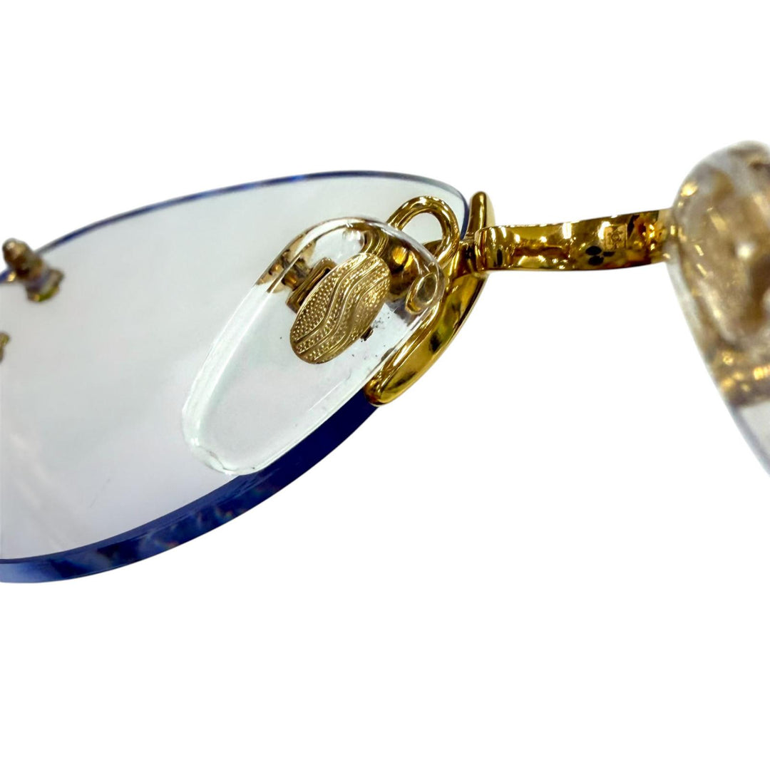 Good Cartier Glasses Rimless, two-point design with metal logo. gold mens