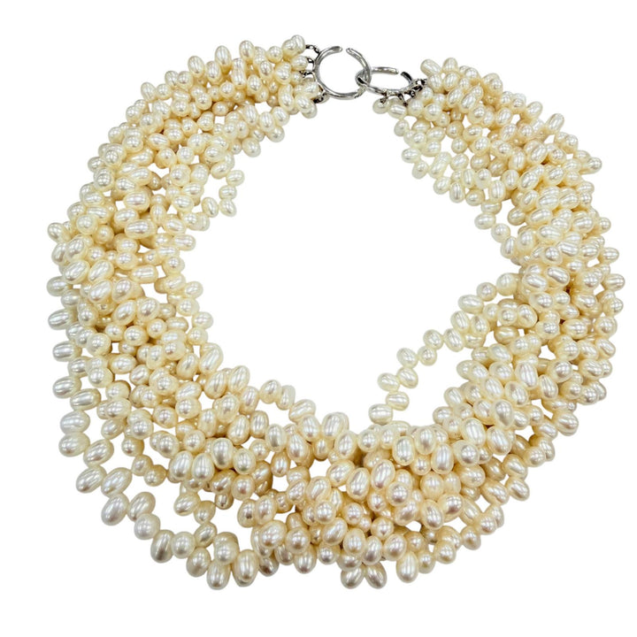 Great TIFFANY&Co. Necklace Torsade 8 stations white Freshwater pearl Women