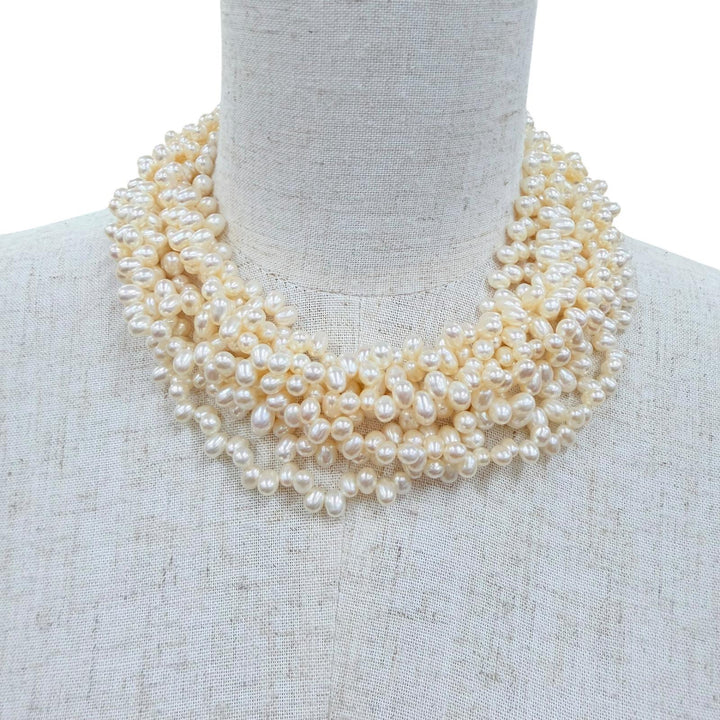 Great TIFFANY&Co. Necklace Torsade 8 stations white Freshwater pearl Women