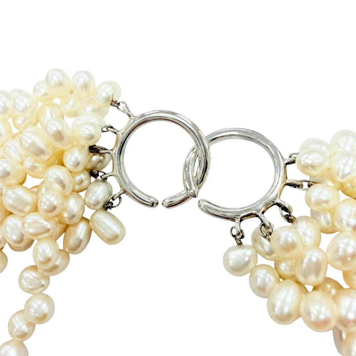Great TIFFANY&Co. Necklace Torsade 8 stations white Freshwater pearl Women