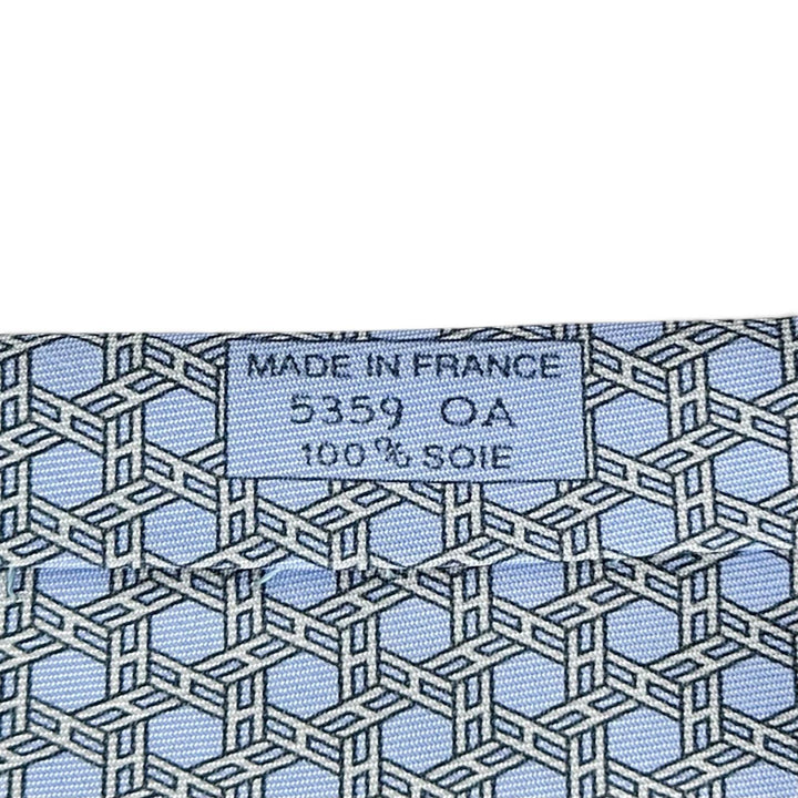 Excellent HERMES tie Geometric H motif twill tie Light blue silk mens 5359 OA