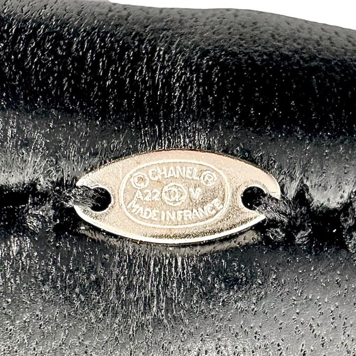 Excellent CHANEL hair accessory COCO MarkMetal Chain Trim Scrunchie lambskin A22