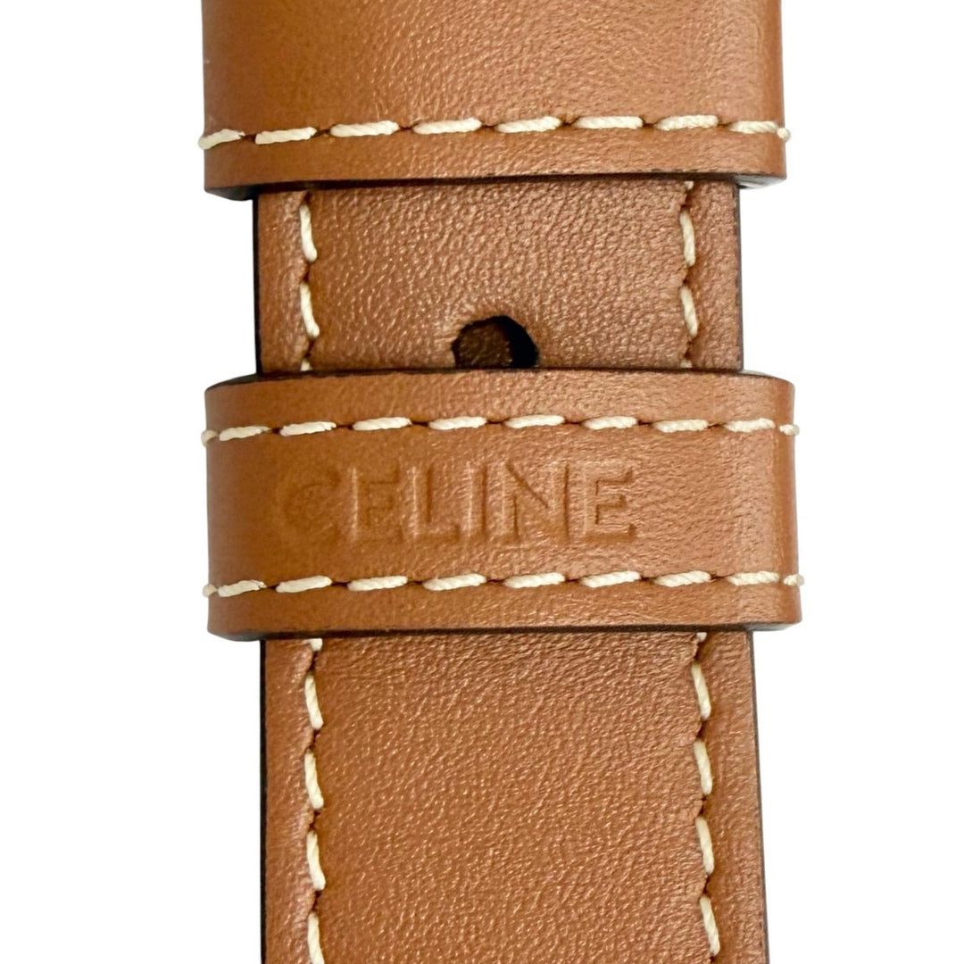Excellent CELINE Shoulder Bag small bucket Brown Triomphe canvas Women