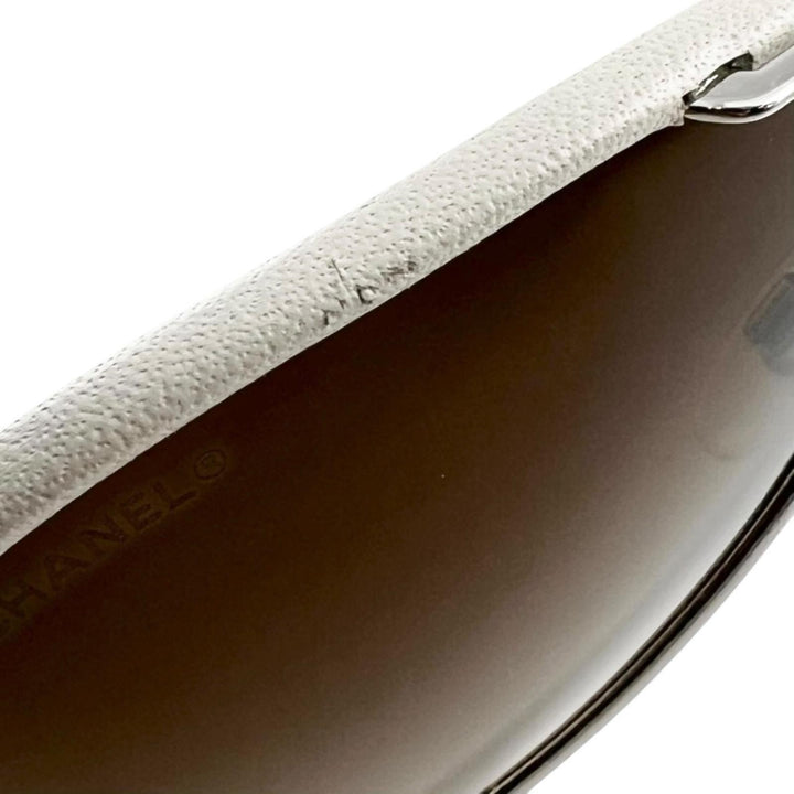 Excellent CHANEL sunglasses Chain Temple Teardrop Beige metal Women 4219-Q