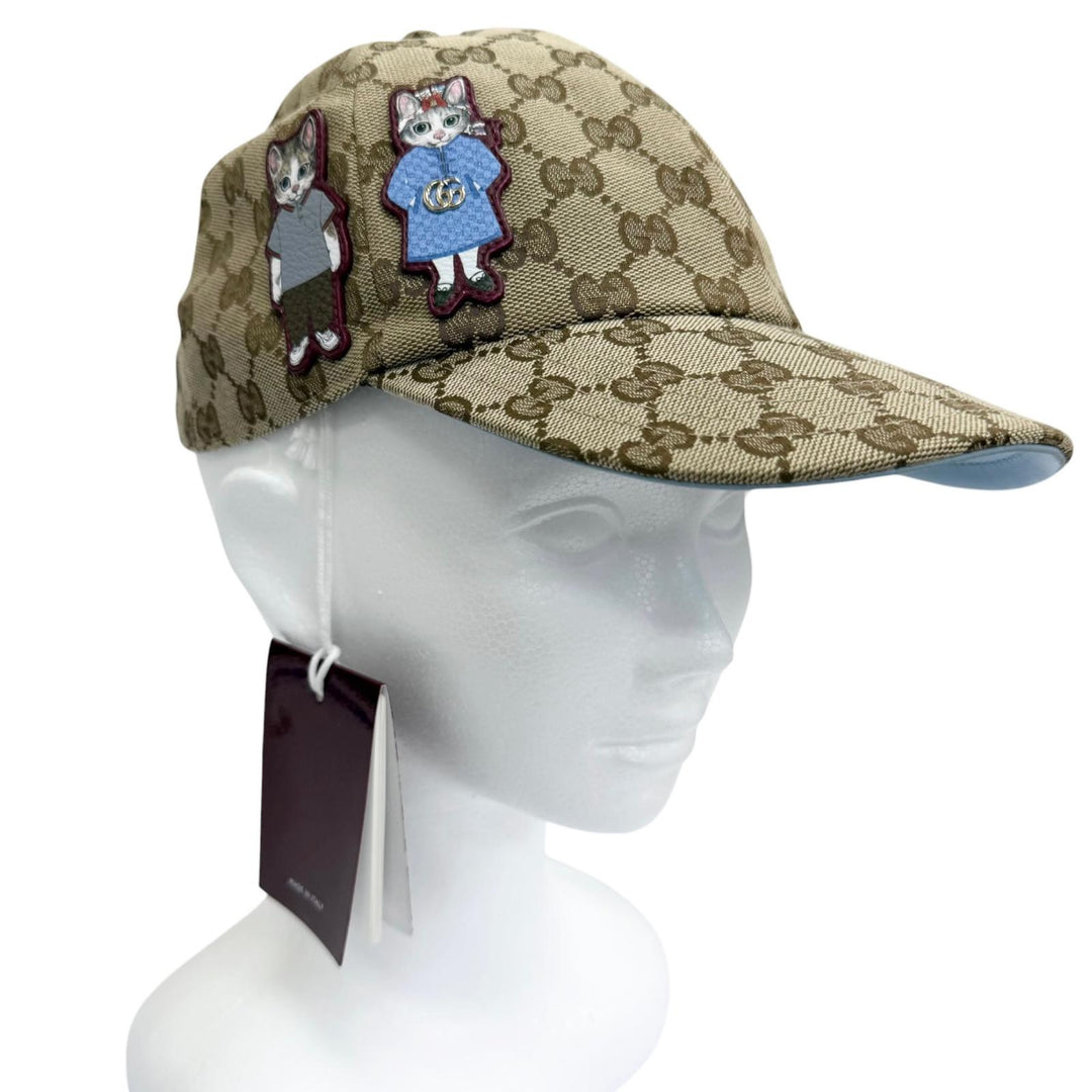 Pristine GUCCI YUKO HIGUCHI cap Beau Boris GG Canvas Leather beige