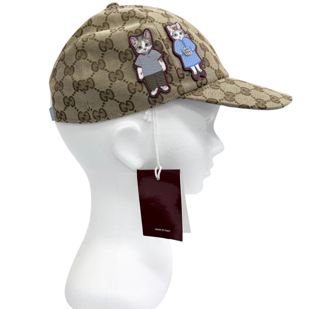 Pristine GUCCI YUKO HIGUCHI cap Beau Boris GG Canvas Leather beige