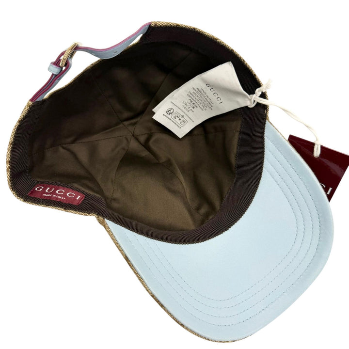 Pristine GUCCI YUKO HIGUCHI cap Beau Boris GG Canvas Leather beige