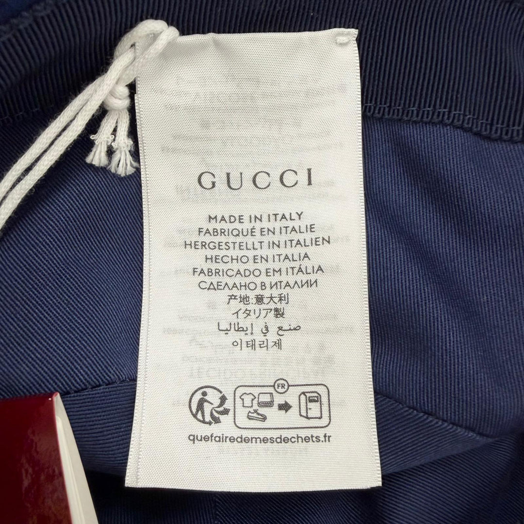 Pristine GUCCI hat GG pattern bucket Navy cotton mens M 817427