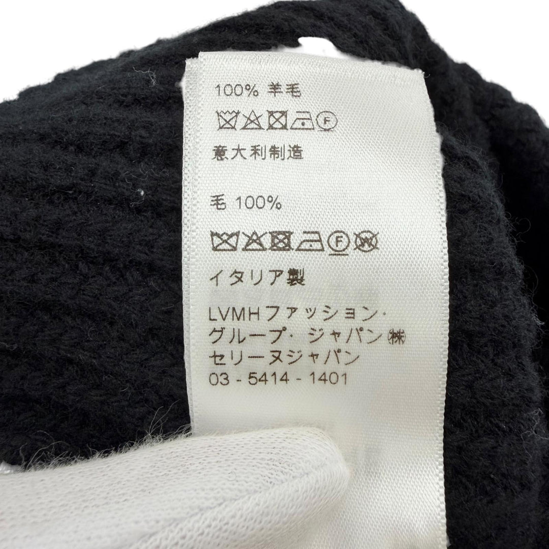 Excellent CELINE Knit cap Logo knit beanie black wool Women 2A25R535Q