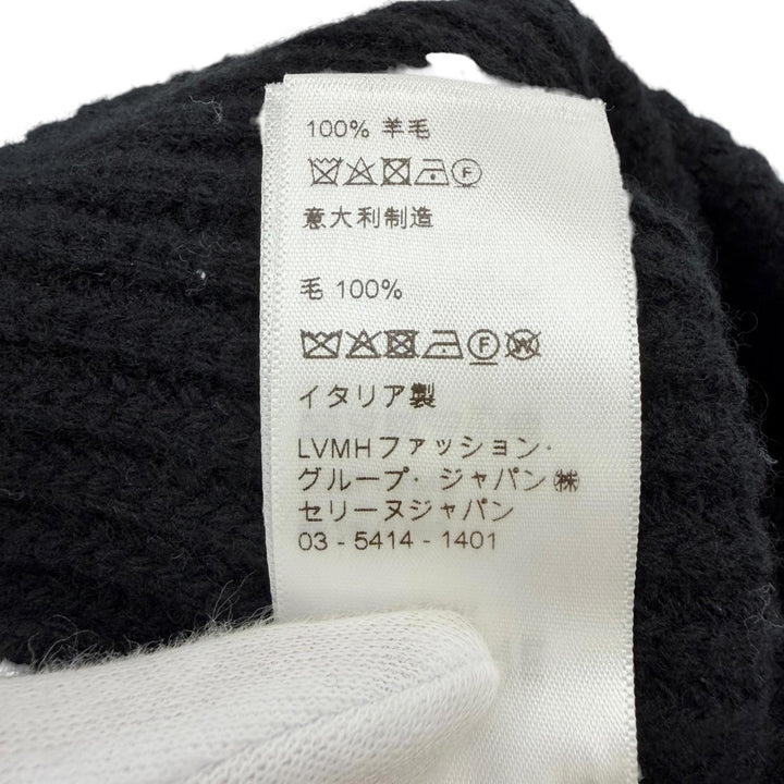 Excellent CELINE Knit cap Logo knit beanie black wool Women 2A25R535Q