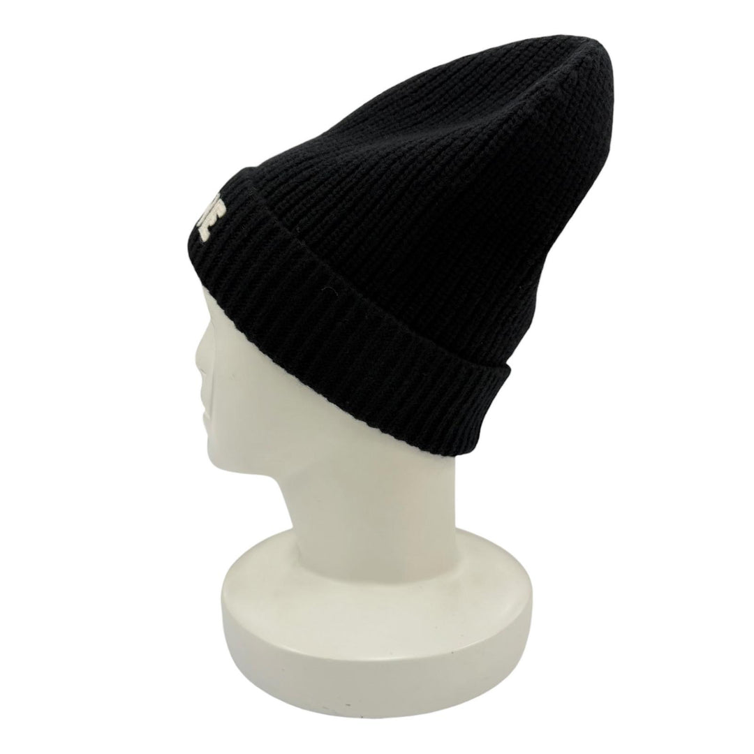 Excellent CELINE Knit cap Logo knit beanie black wool Women 2A25R535Q