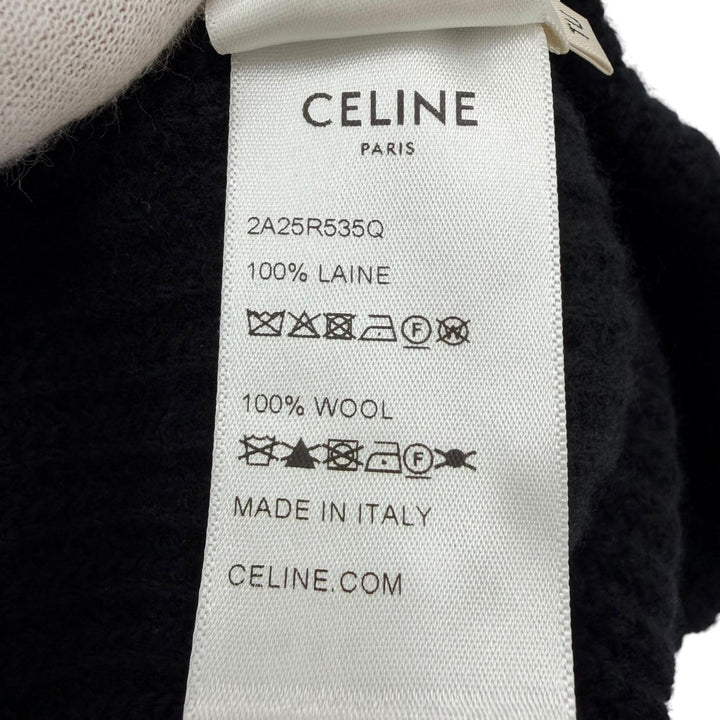 Excellent CELINE Knit cap Logo knit beanie black wool Women 2A25R535Q