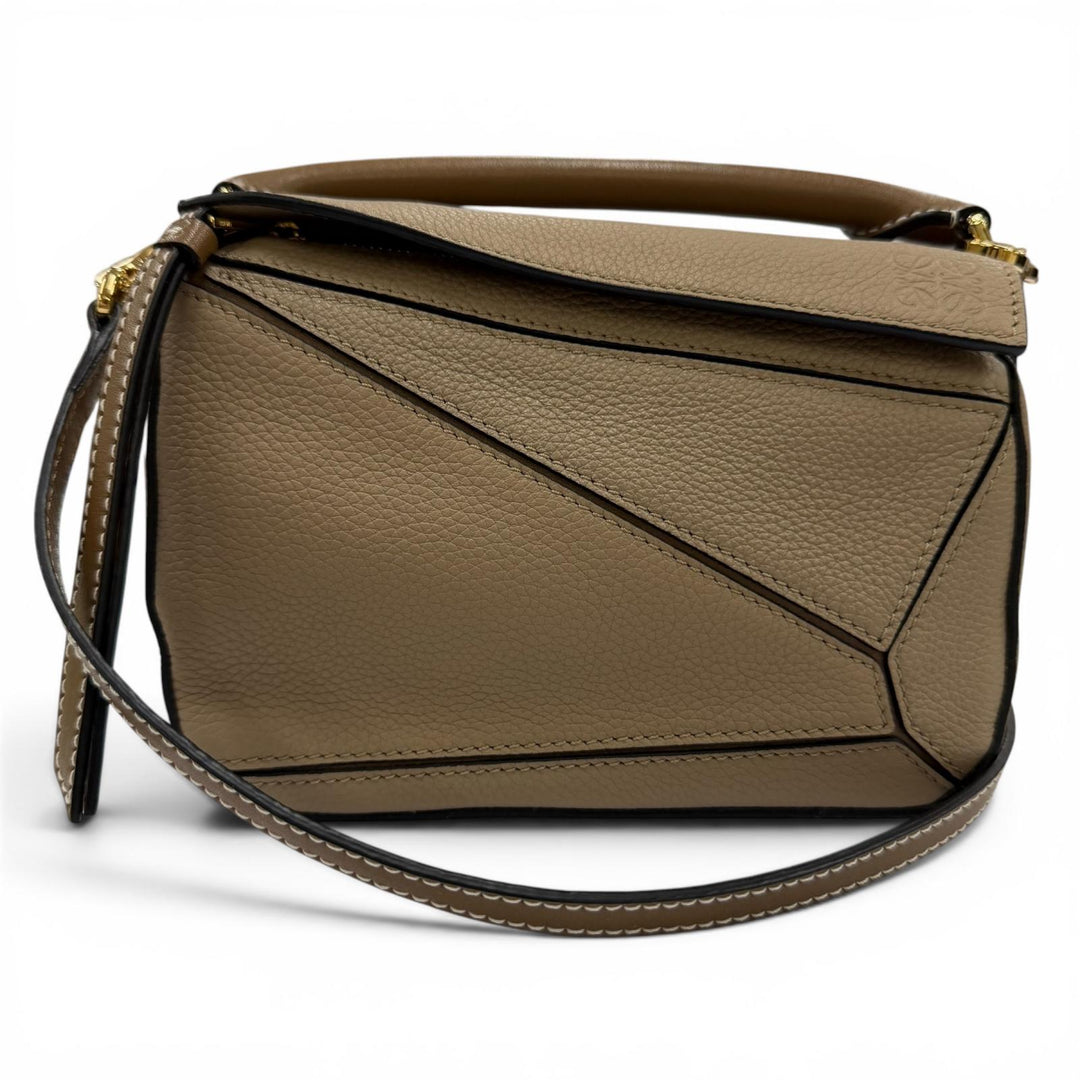 Excellent LOEWE Shoulder Bag Puzzle mini 2-way leather handbag beige A510U95X27