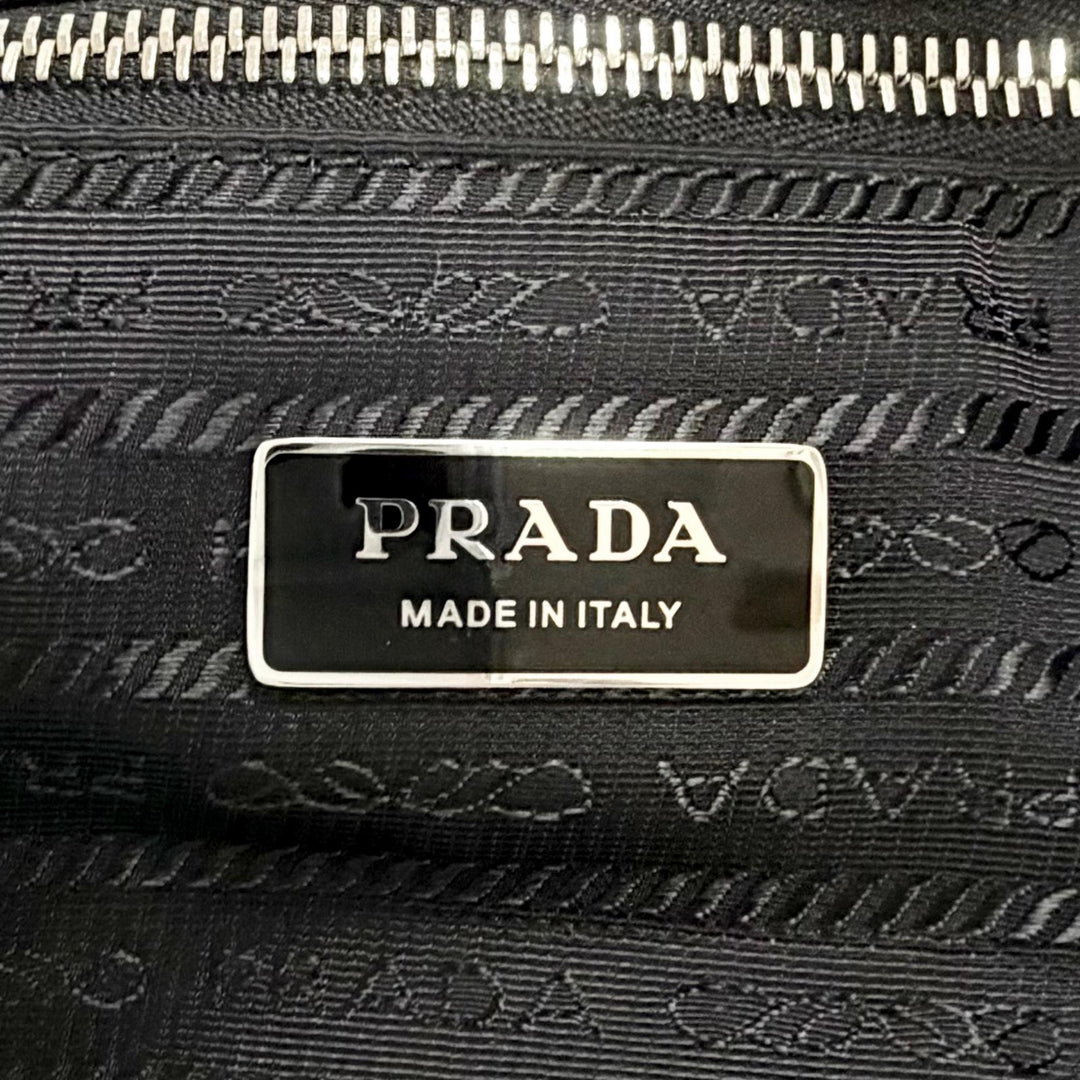 Excellent PRADA Terry Tote Bag Triangle logo, large size white 1BG130