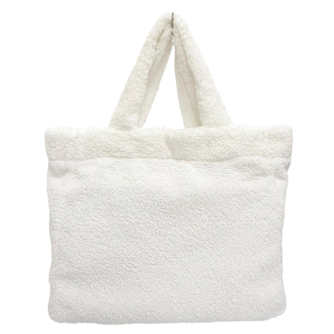 Excellent PRADA Terry Tote Bag Triangle logo, large size white 1BG130