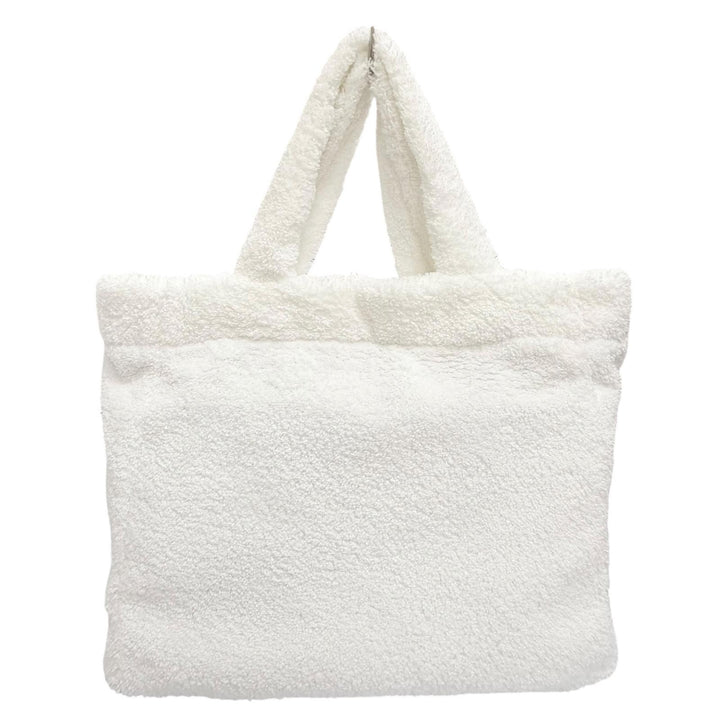 Excellent PRADA Terry Tote Bag Triangle logo, large size white 1BG130