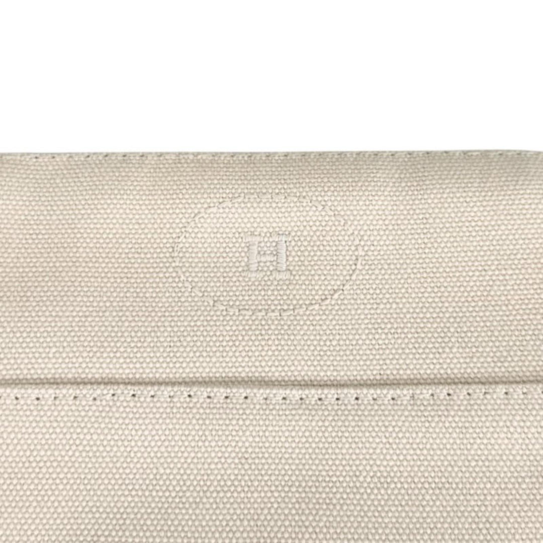 Excellent HERMES Pouch Bored porch PM H logo embroidery natural cotton Women