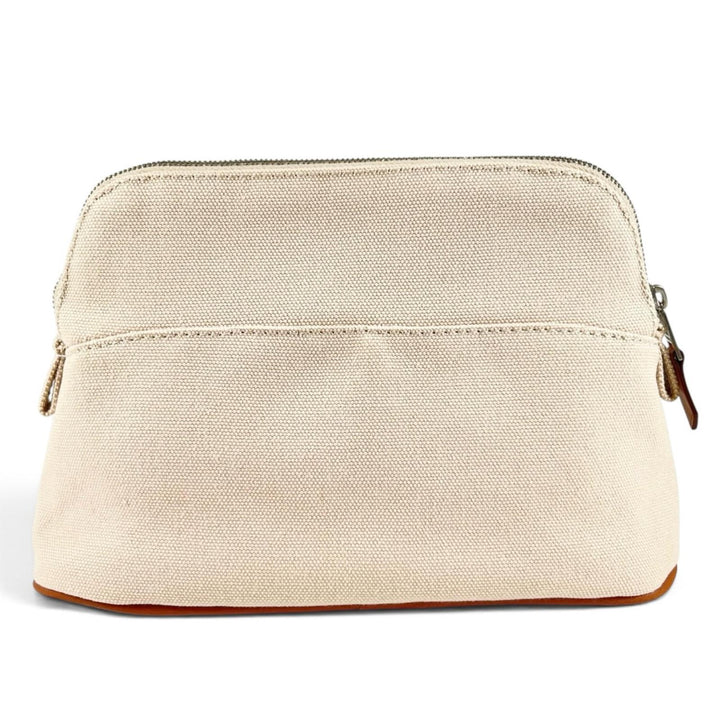 Excellent HERMES Pouch Bored porch PM H logo embroidery natural cotton Women