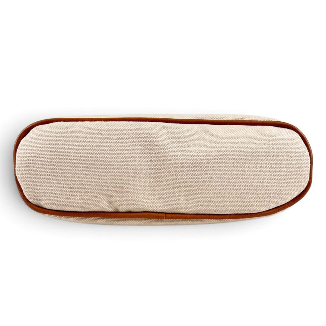 Excellent HERMES Pouch Bored porch PM H logo embroidery natural cotton Women