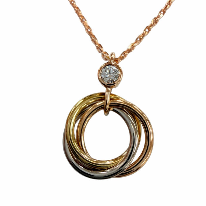 Great Cartier Trinity Pendant Brilliant Cut Diamond Pink gold AU750 Women