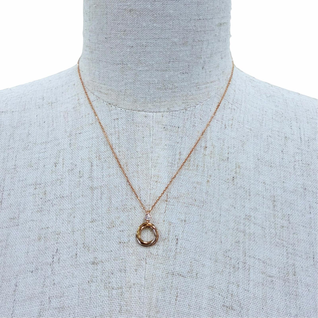 Great Cartier Trinity Pendant Brilliant Cut Diamond Pink gold AU750 Women