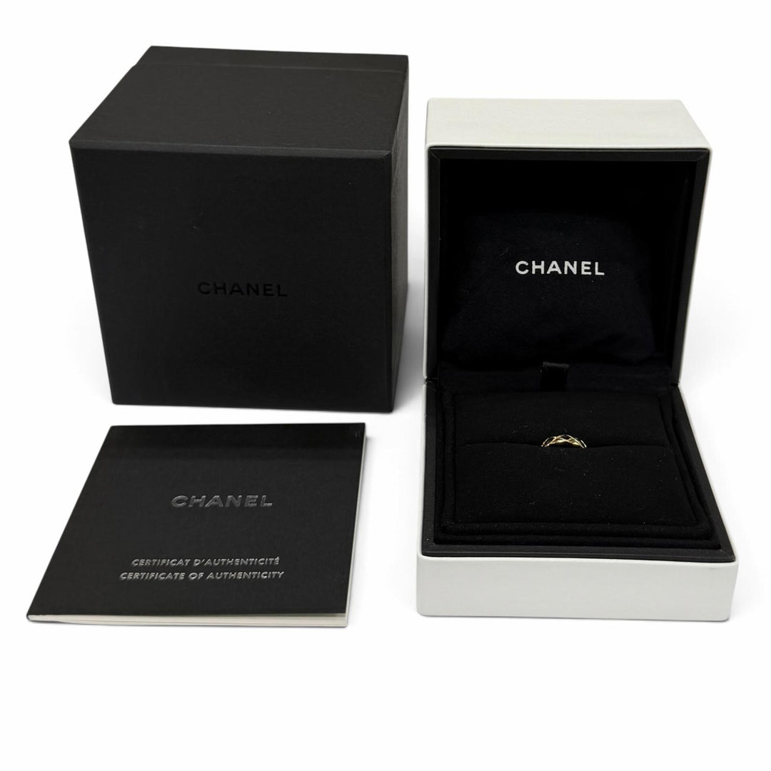 Very Good CHANEL Earring Single ear cuff Quilted motif ear cuff AU750(YG) J12157