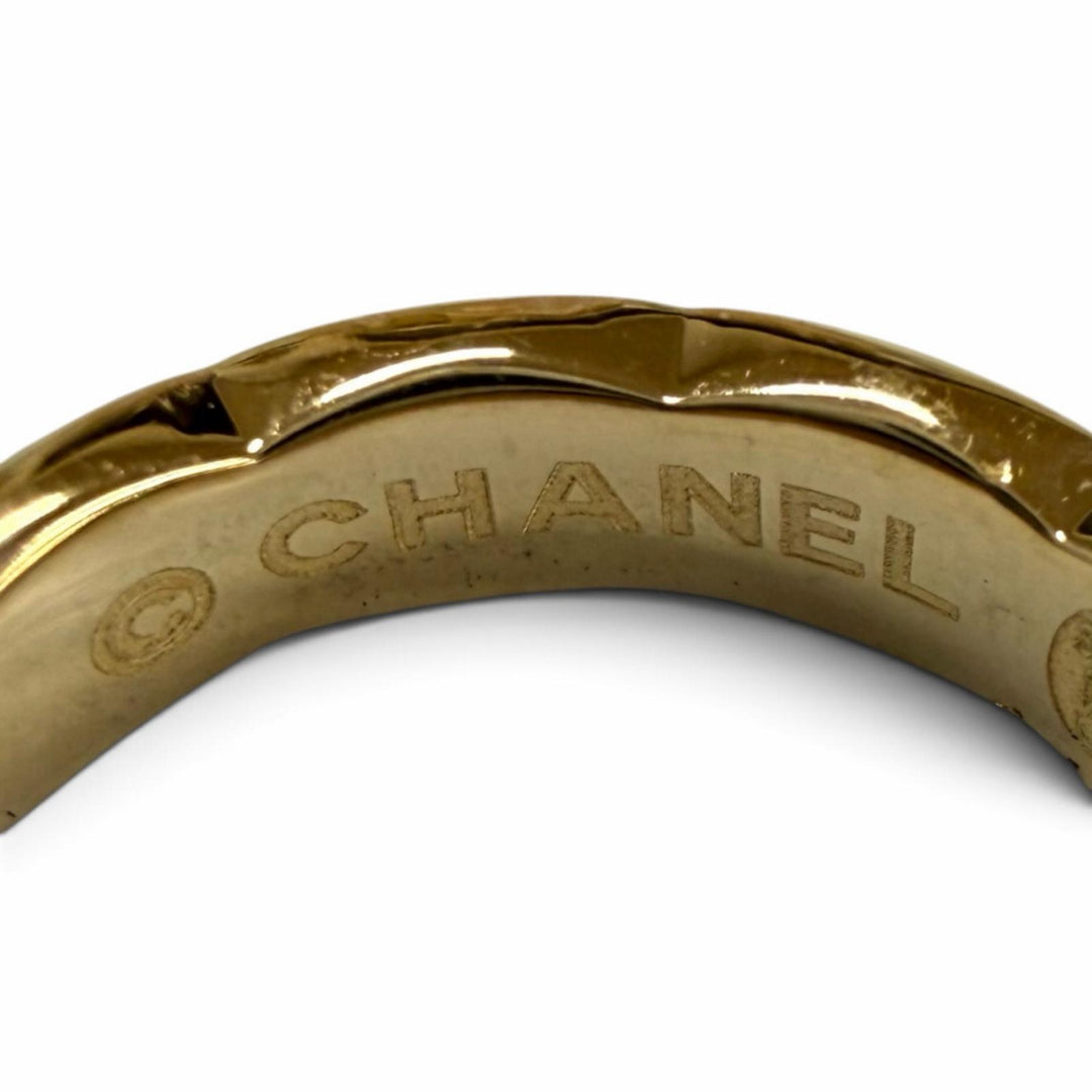 Very Good CHANEL Earring Single ear cuff Quilted motif ear cuff AU750(YG) J12157