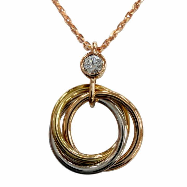 Great Cartier Necklace Trinity Pendant Brilliant Cut Diamond Pink gold AU750