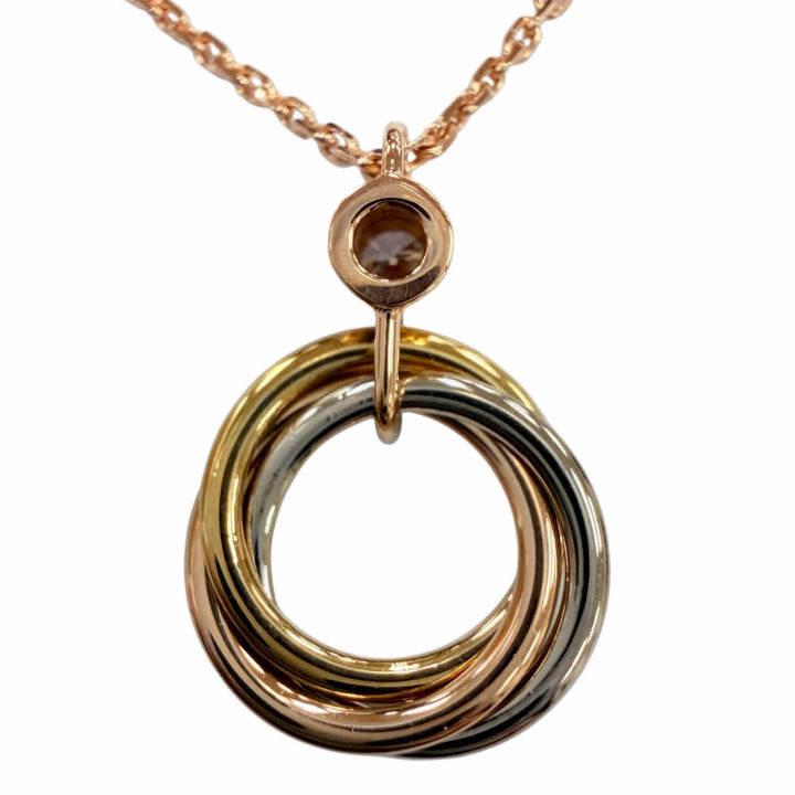 Great Cartier Necklace Trinity Pendant Brilliant Cut Diamond Pink gold AU750