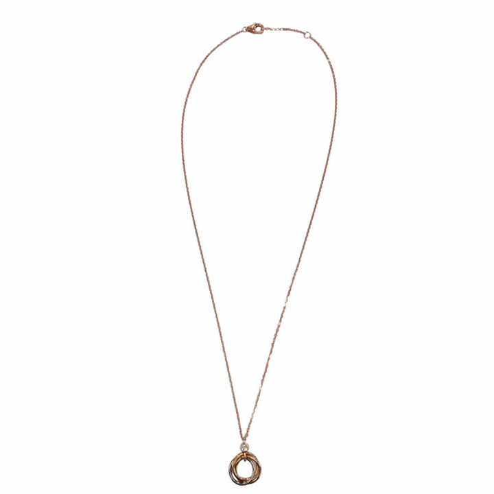 Great Cartier Necklace Trinity Pendant Brilliant Cut Diamond Pink gold AU750