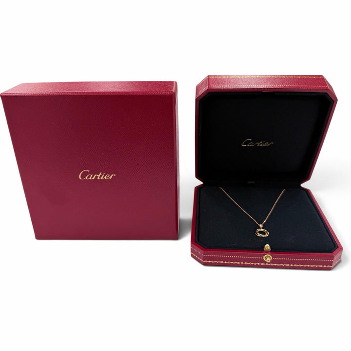 Great Cartier Necklace Trinity Pendant Brilliant Cut Diamond Pink gold AU750