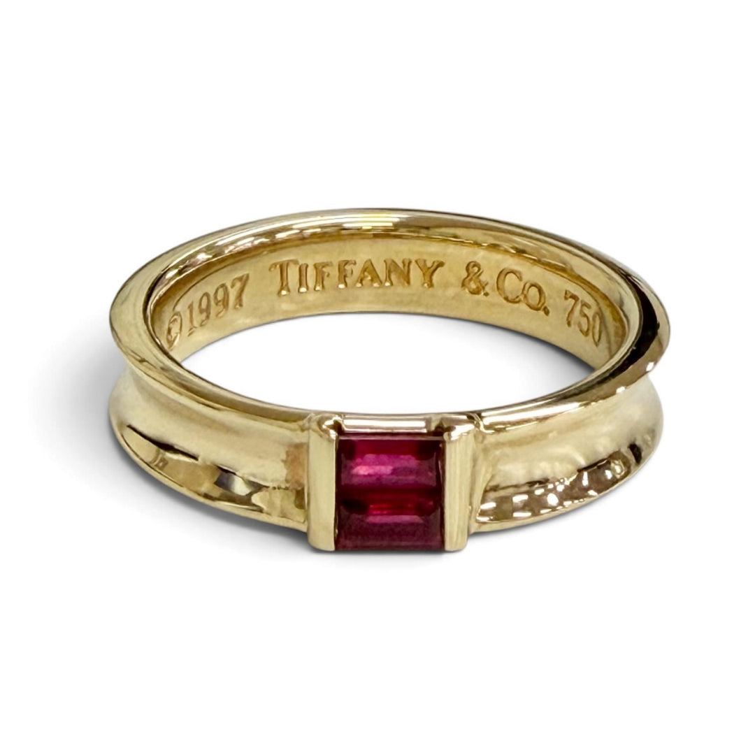 Excellent TIFFANY&Co. Stacking Ruby Ring 750(YG) 5.68g No. 14 Yellow Gold