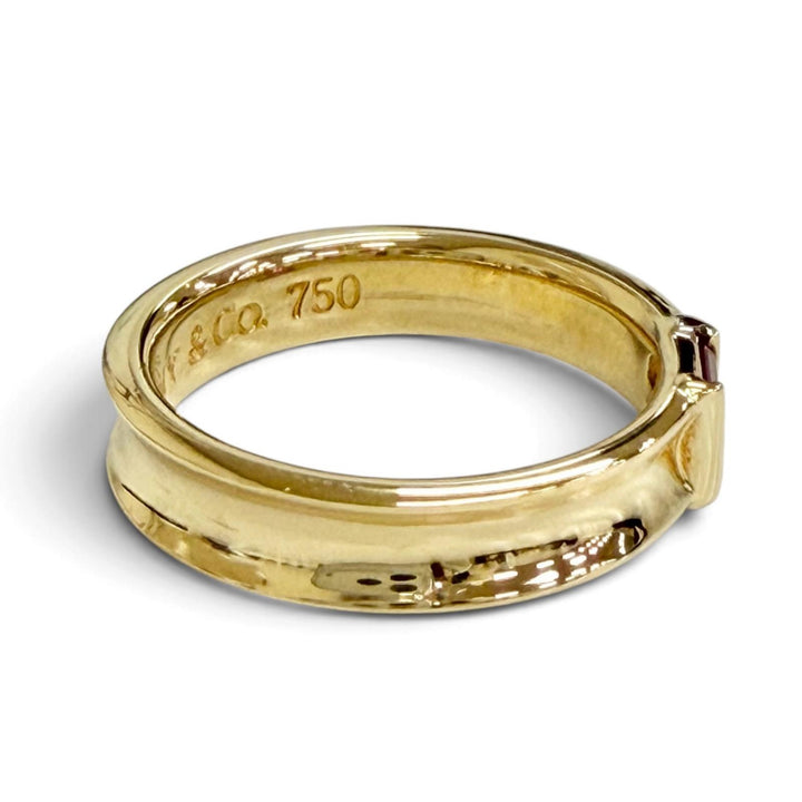 Excellent TIFFANY&Co. Stacking Ruby Ring 750(YG) 5.68g No. 14 Yellow Gold