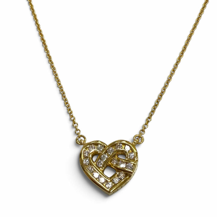 Great TIFFANY&Co. Necklace Heart motif Chain Yellow Gold 750 Women
