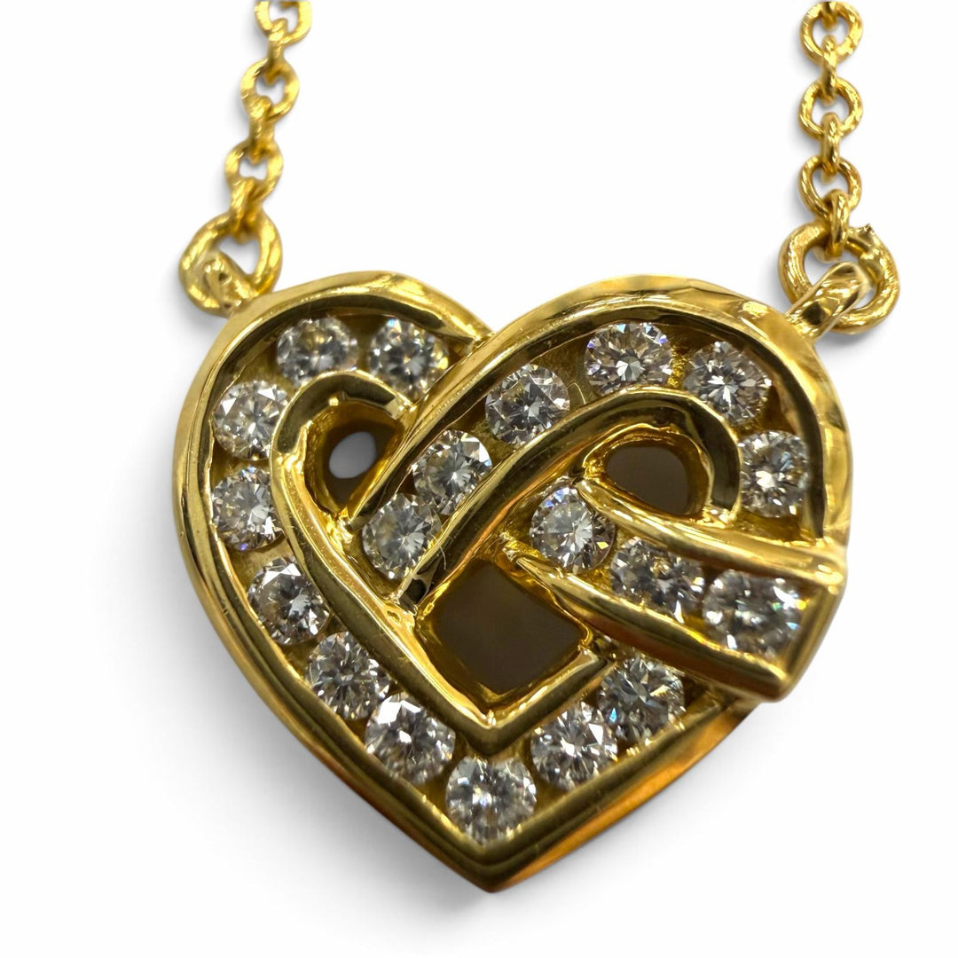 Great TIFFANY&Co. Necklace Heart motif Chain Yellow Gold 750 Women