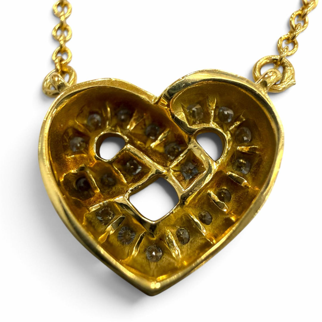 Great TIFFANY&Co. Necklace Heart motif Chain Yellow Gold 750 Women