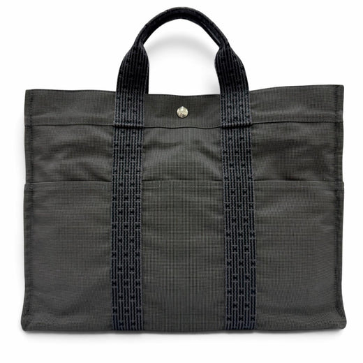Excellent HERMES Tote Bag Her Line MM Serie Metal canvas with padlock and lock.