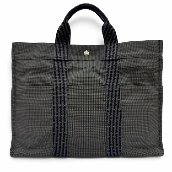 Excellent HERMES Tote Bag Her Line MM Serie Metal canvas with padlock and lock.