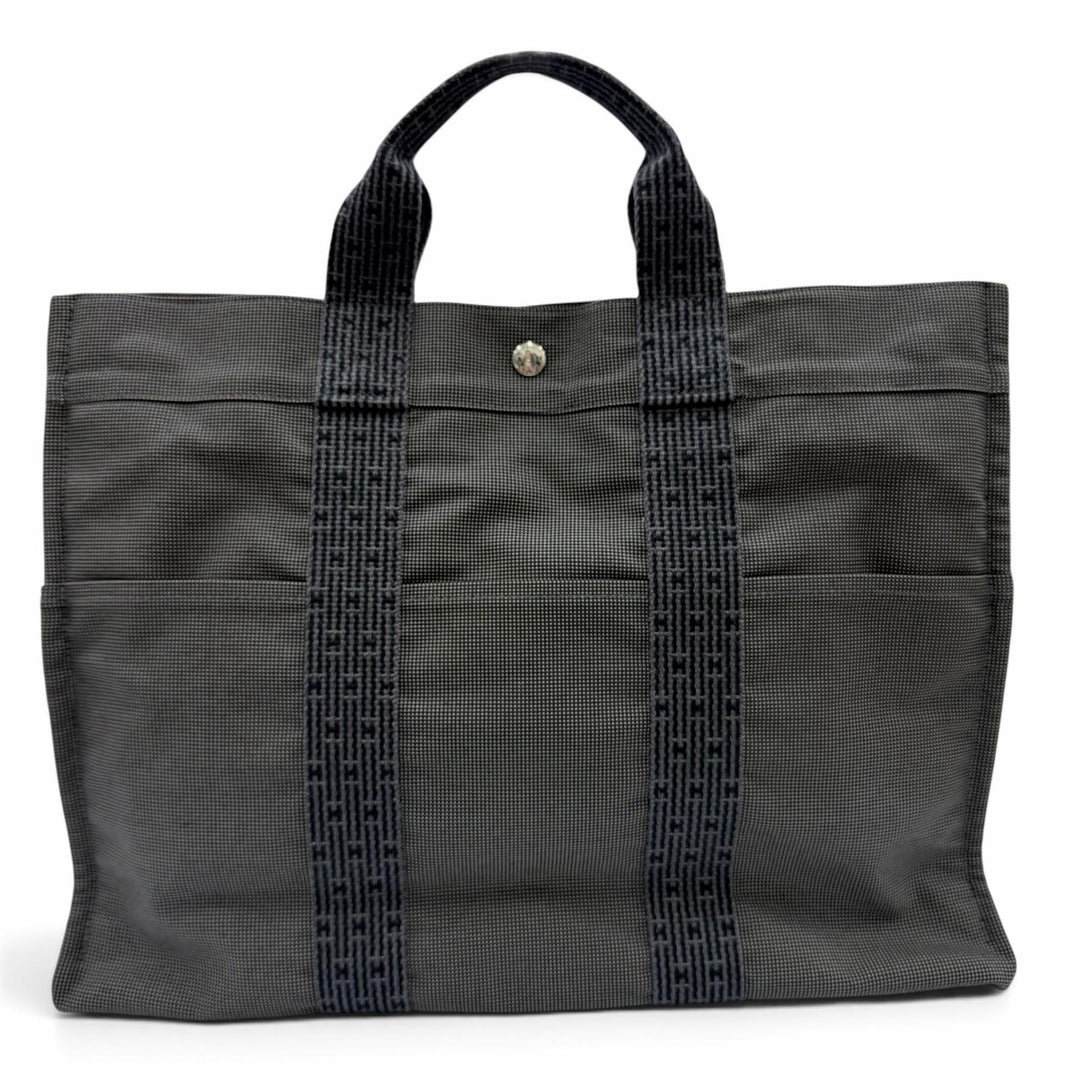 Excellent HERMES Tote Bag Her Line MM Serie Metal canvas with padlock and lock.