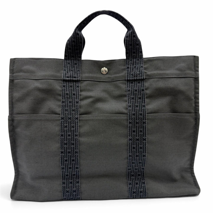 Excellent HERMES Tote Bag Her Line MM Serie Metal canvas with padlock and lock.