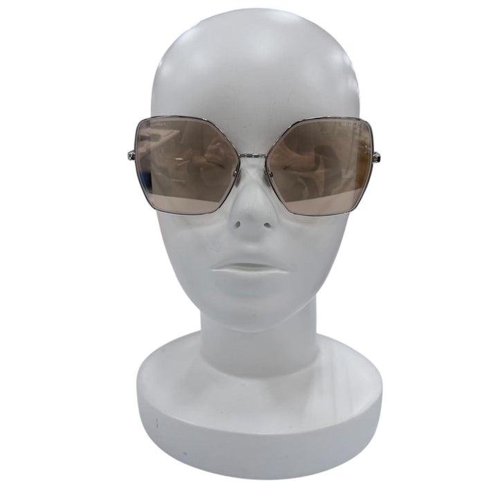 Excellent CHANEL sunglasses COCO Mark Pearl Chain Butterfly Silver Women 4262