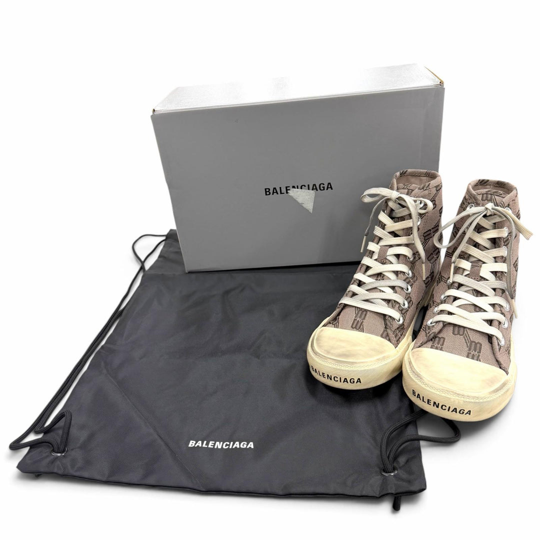 Pristine BALENCIAGA High cut sneakers PARIS HIGH TOP Gray canvas mens 39 688752