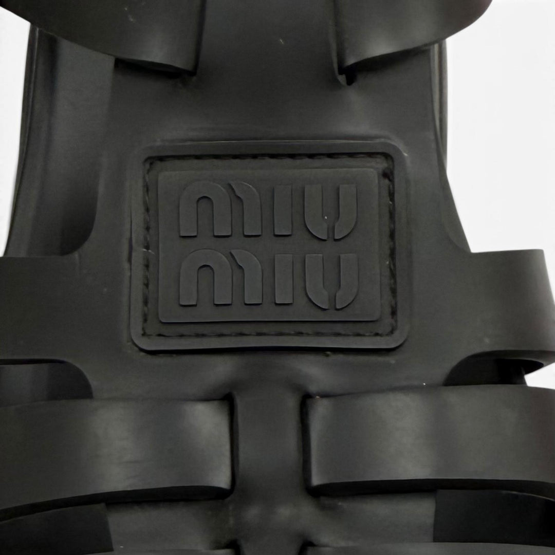 Great MIUMIU Sandals EVA Logo patch platform rubber Gurkha black rubber Women 36