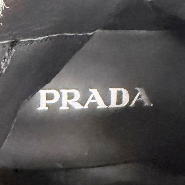Great PRADA Logo side-zip lace-up leather short boots black 37.5 1T215N