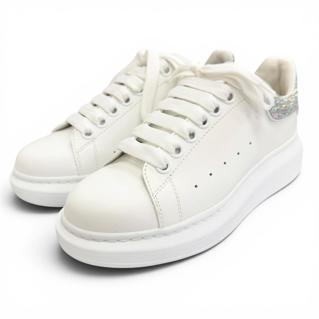 Excellent Alexander McQueen LARRY Leather Glitter Oversized Sneakers 35 558945