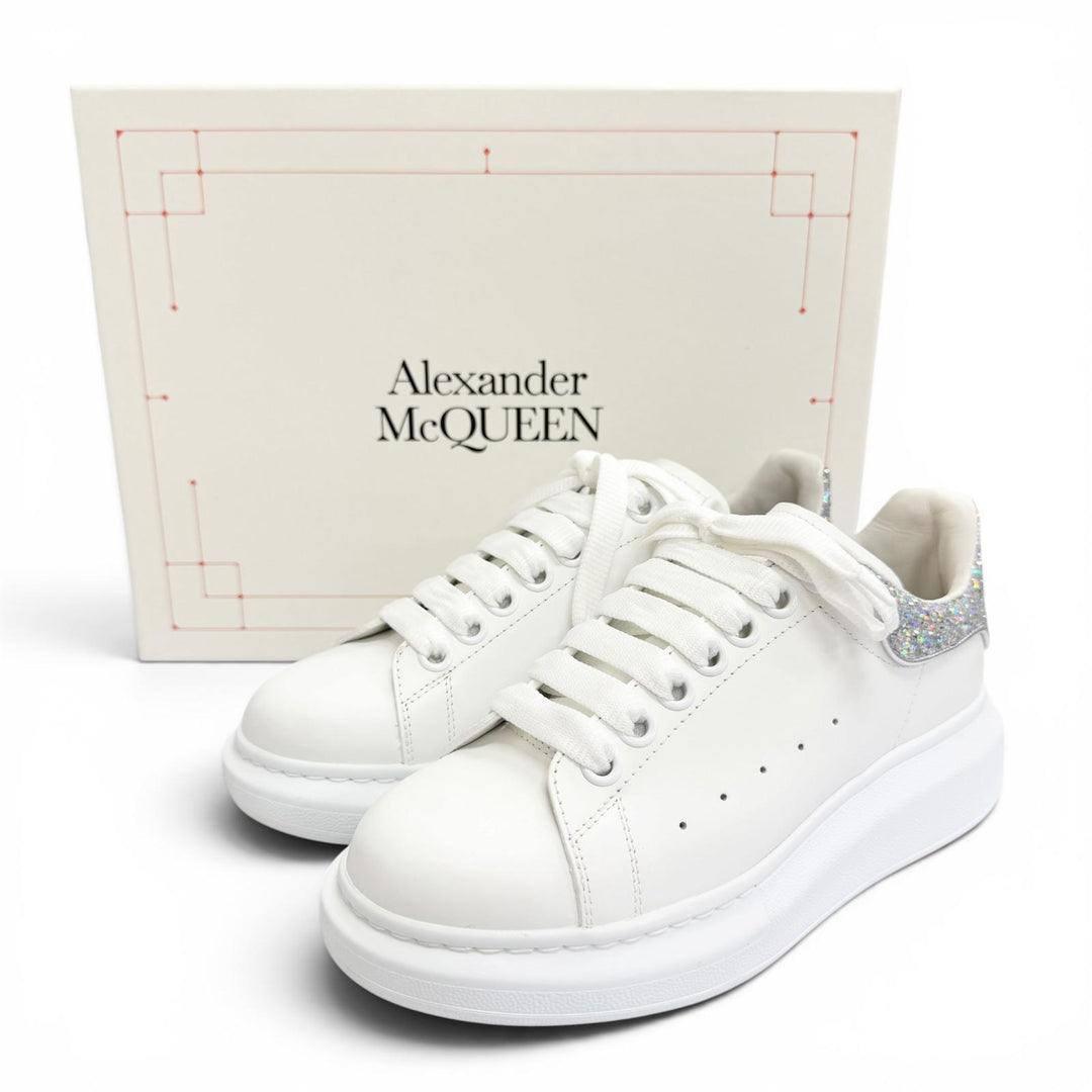 Excellent Alexander McQueen LARRY Leather Glitter Oversized Sneakers 35 558945