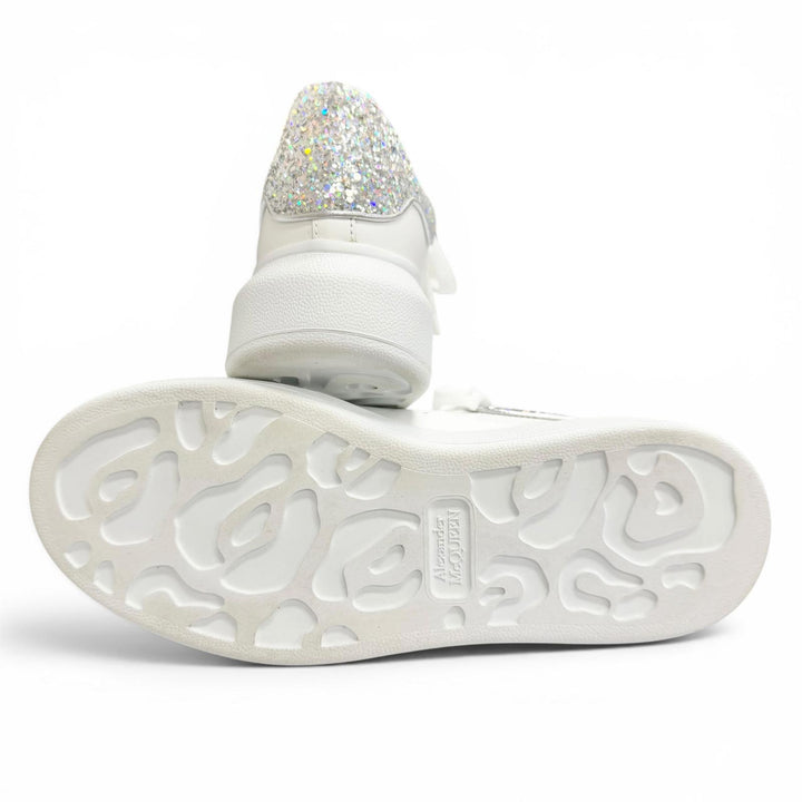 Excellent Alexander McQueen LARRY Leather Glitter Oversized Sneakers 35 558945