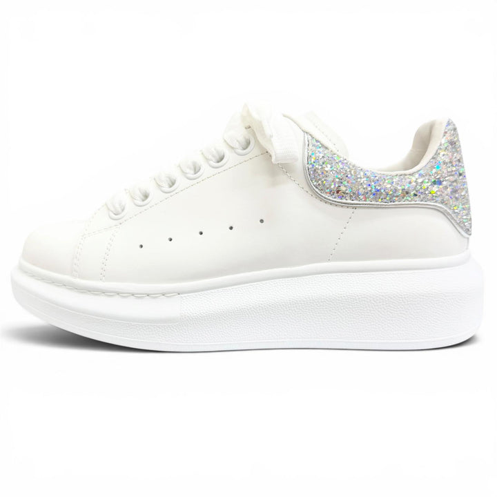 Excellent Alexander McQueen LARRY Leather Glitter Oversized Sneakers 35 558945
