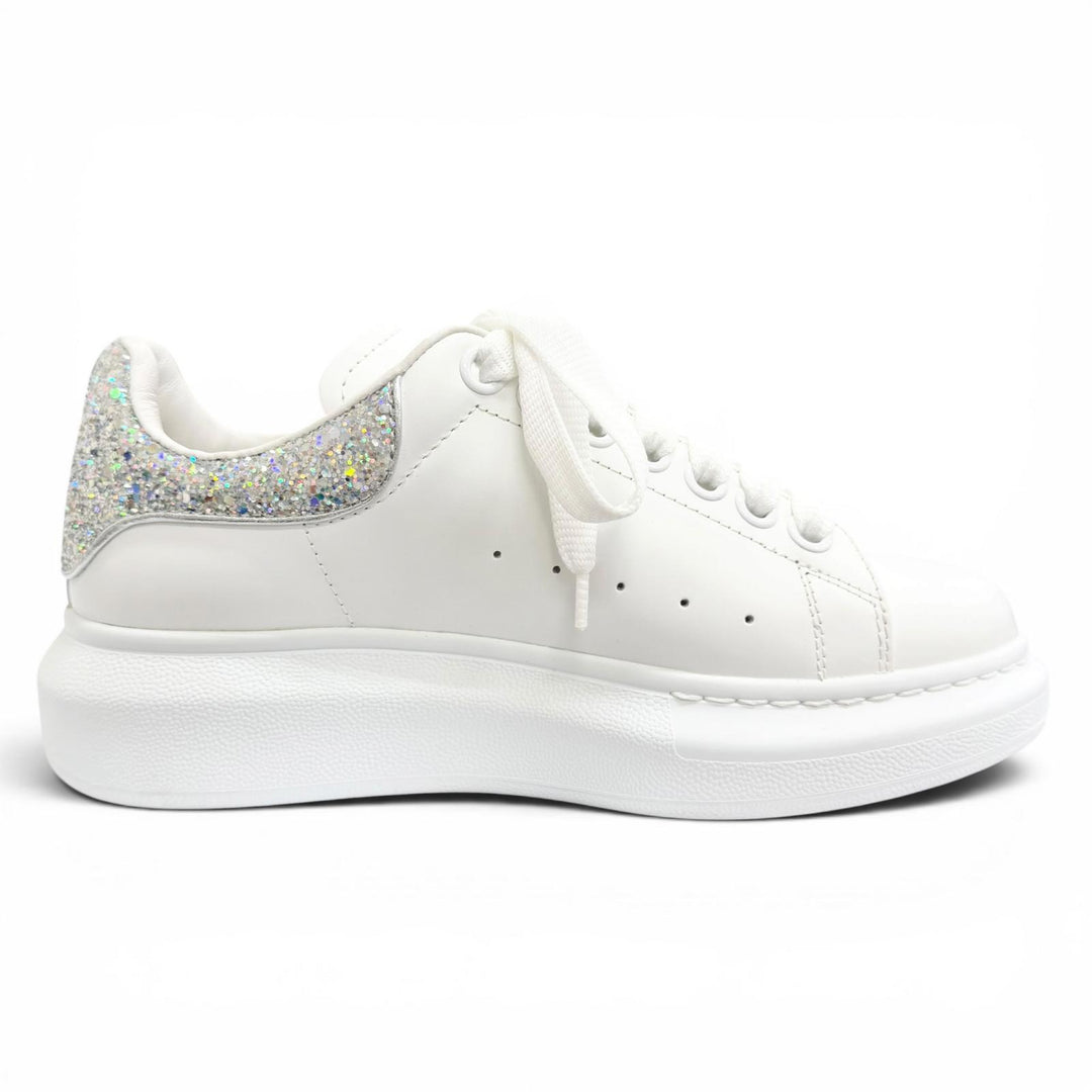 Excellent Alexander McQueen LARRY Leather Glitter Oversized Sneakers 35 558945